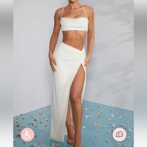 OH POLLY COMO - embellished white maxi skirt